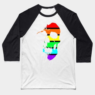 Neon Rainbow Skull Baseball T-Shirt